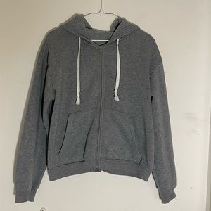 Dark grey 100% polyester Cropped Zip Up